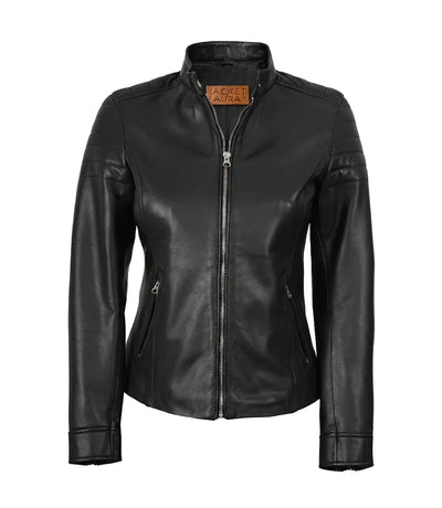 Carrie Women’s Black Leather Biker Jacket | Jacket Aura in XS - Jacket Aura