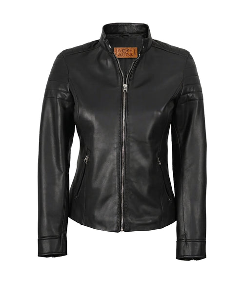 Carrie Women’s Black Leather Biker Jacket | Jacket Aura in XS - Jacket Aura