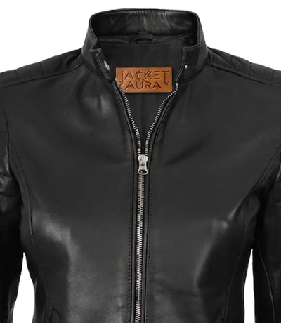 Carrie Women’s Black Leather Biker Jacket | Jacket Aura in XS - Jacket Aura