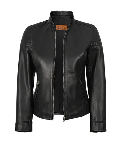 Carrie Women’s Black Leather Biker Jacket | Jacket Aura in XS - Jacket Aura