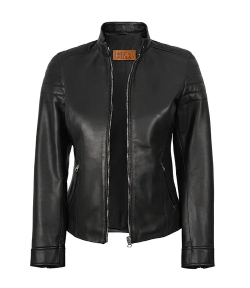 Carrie Women’s Black Leather Biker Jacket | Jacket Aura in XS - Jacket Aura