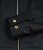 Jose Women's Black Leather Harrington Jacket with Golden Details | Jacket Aura in XS - Jacket Aura