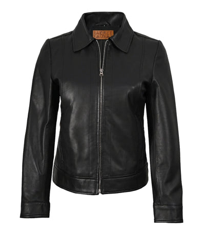 Jose Women’s Black Leather Harrington Jacket | Jacket Aura in XS - Jacket Aura