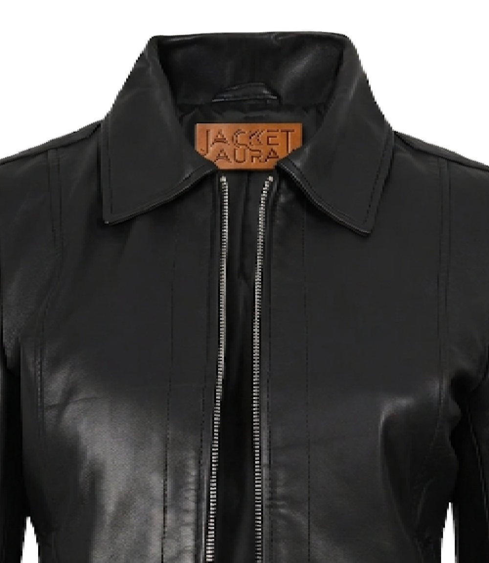 Jose Women’s Black Leather Harrington Jacket | Jacket Aura in XS - Jacket Aura