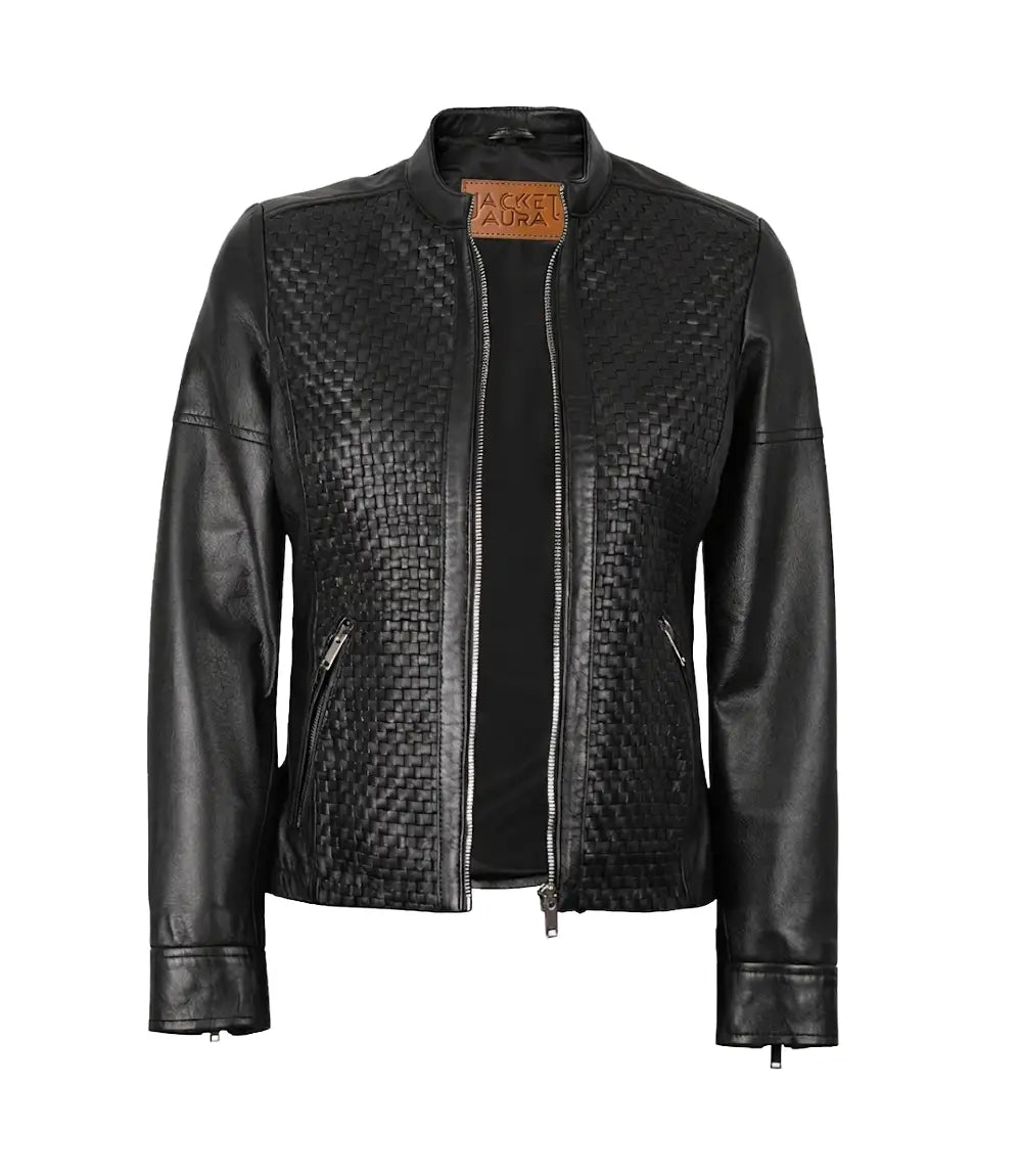 Maude Women’s Black Textured Leather Jacket | Jacket Aura in XS - Jacket Aura