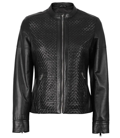 Maude Women’s Black Textured Leather Jacket | Jacket Aura in XS - Jacket Aura