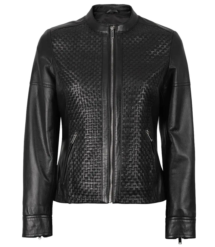 Maude Women’s Black Textured Leather Jacket | Jacket Aura in XS - Jacket Aura