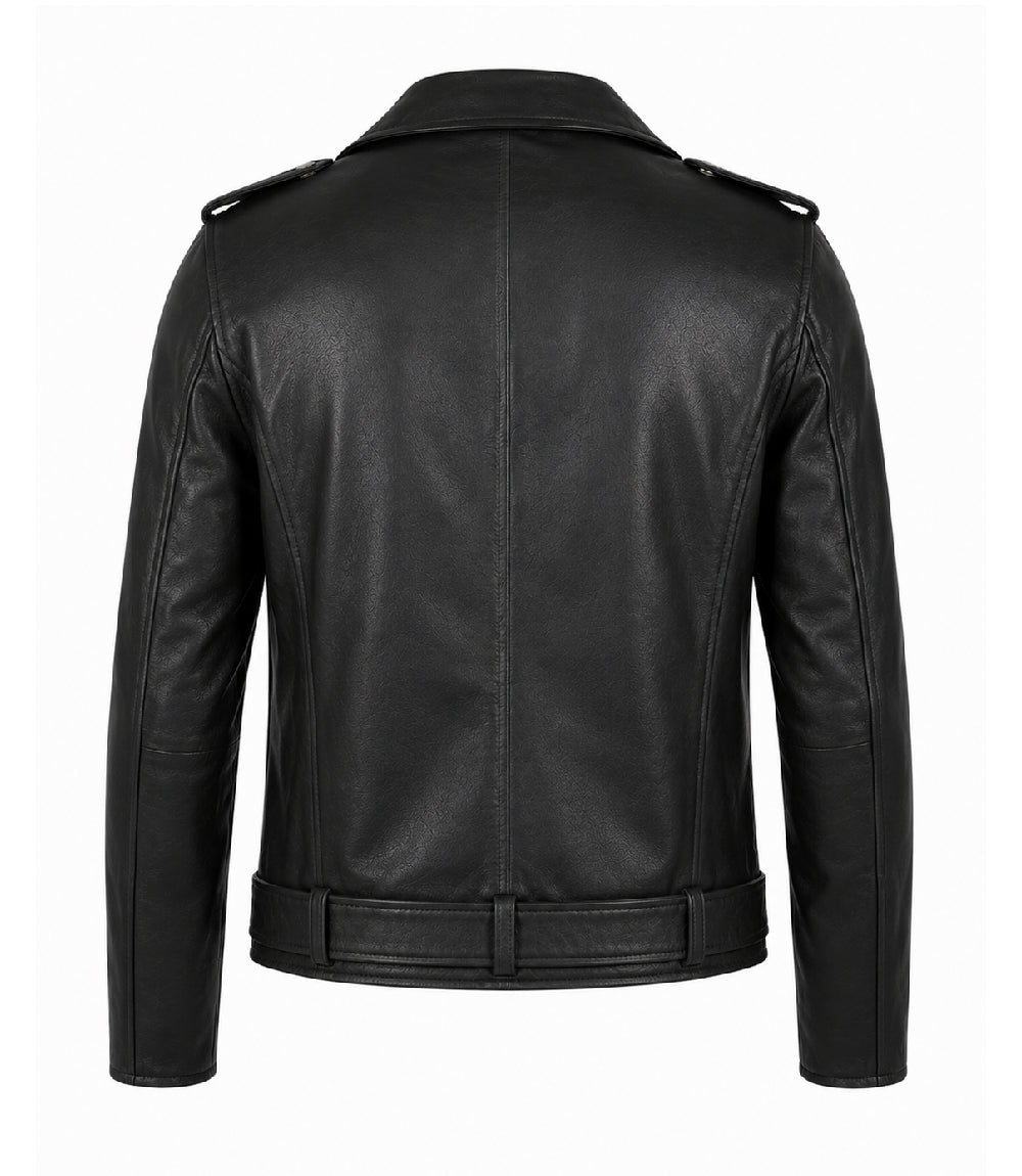 Men’s Black Leather Biker Jacket