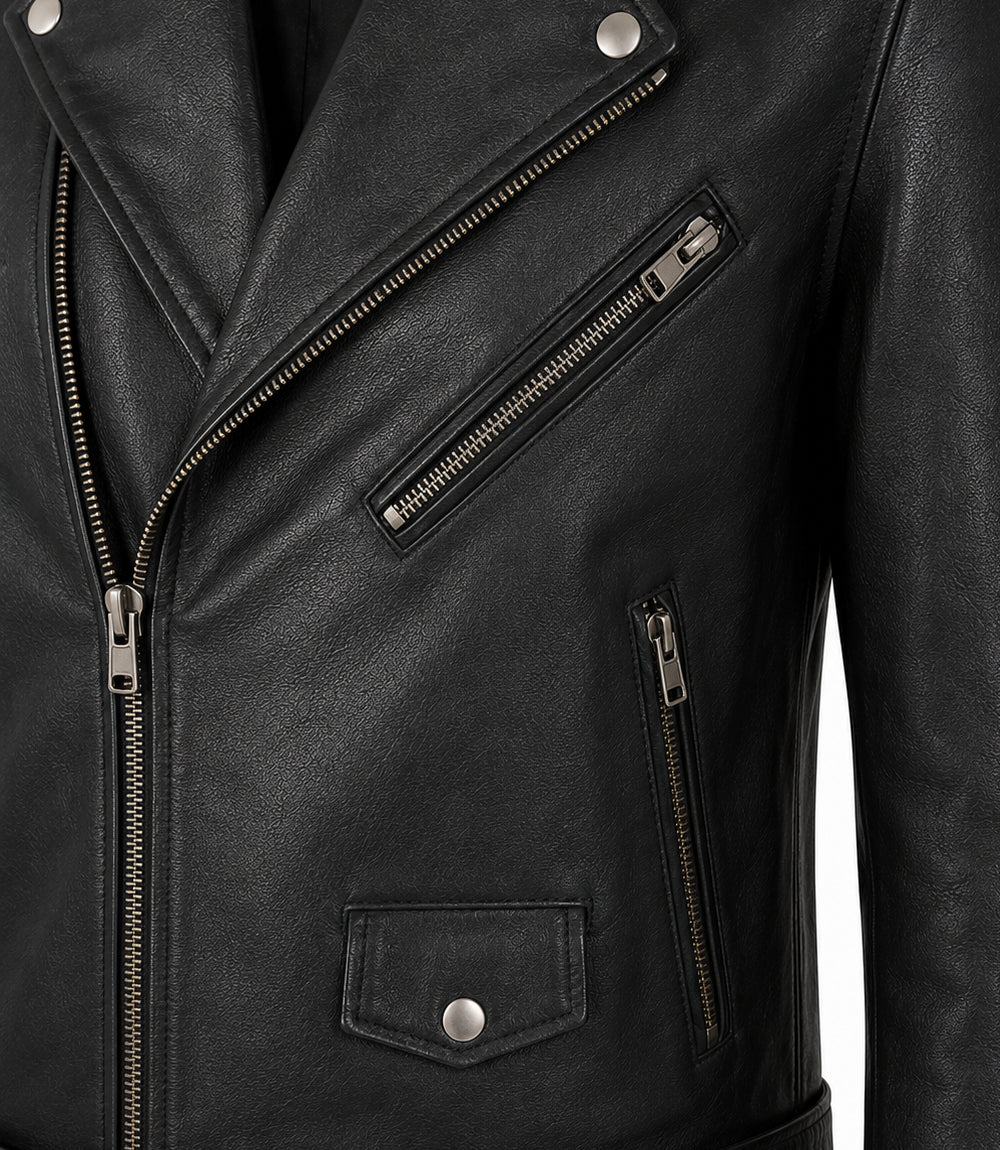 Men’s Black Leather Biker Jacket
