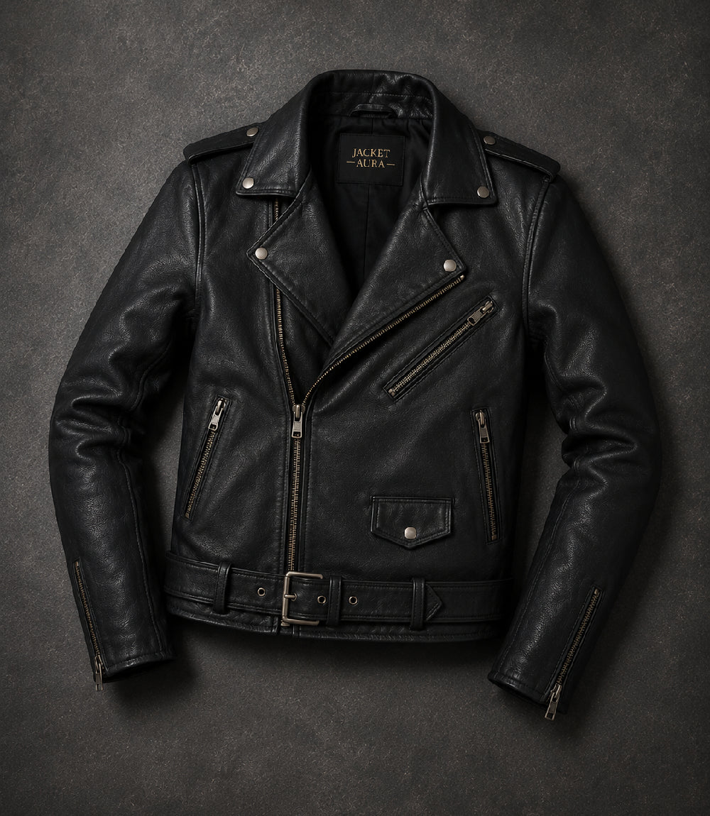 Men’s Black Leather Biker Jacket