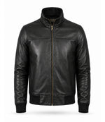 Men’s Black Leather Bomber Jacket in XS - Jacket Aura