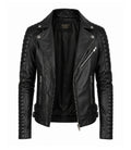 Men’s Black Quilted Leather Biker Jacket