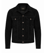Men’s Black Suede Trucker Jacket in XS - Jacket Aura