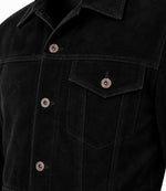 Men’s Black Suede Trucker Jacket in XS - Jacket Aura