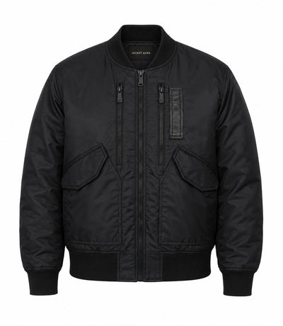 Men’s Black Tactical Nylon Bomber Jacket in XS - Jacket Aura