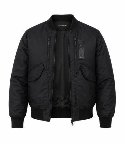 Men’s Black Tactical Nylon Bomber Jacket in XS - Jacket Aura