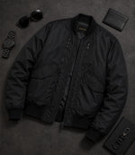 Men’s Black Tactical Nylon Bomber Jacket in XS - Jacket Aura