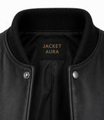 Men’s Black and Brown Leather Varsity Bomber Jacket in XS - Jacket Aura