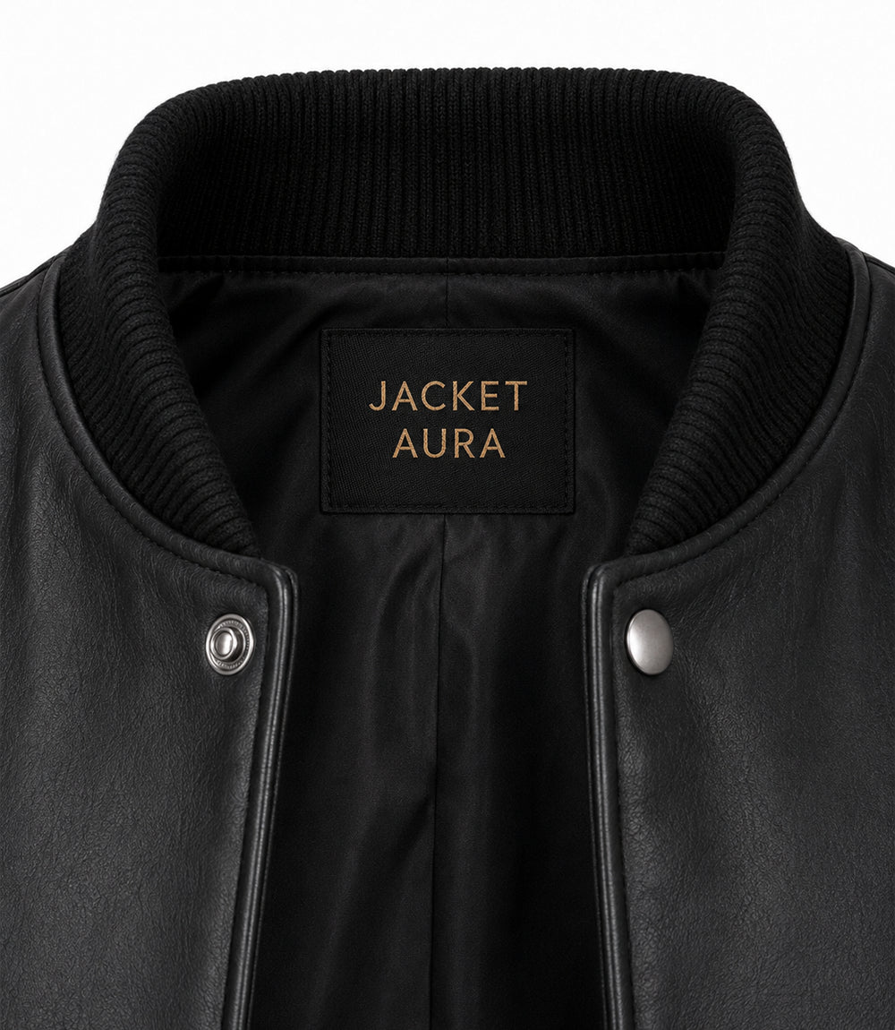 Men’s Black and Brown Leather Varsity Bomber Jacket in XS - Jacket Aura