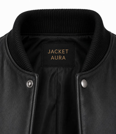 Men’s Black and Brown Leather Varsity Bomber Jacket in XS - Jacket Aura