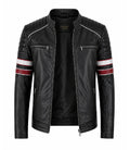 Men’s Black and Red Quilted Biker Jacket