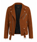 Men’s Brown Suede Biker Jacket in XS - Jacket Aura