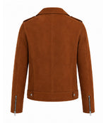 Men’s Brown Suede Biker Jacket in XS - Jacket Aura