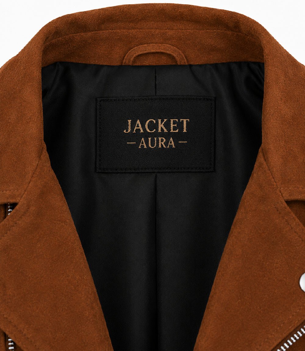 Men’s Brown Suede Biker Jacket in XS - Jacket Aura