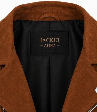 Men’s Brown Suede Biker Jacket in XS - Jacket Aura