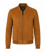 Men’s Brown Suede Bomber Jacket in XS - Jacket Aura