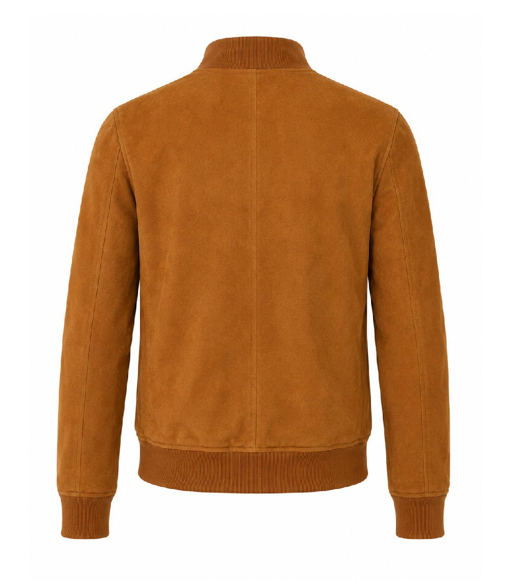 Men’s Brown Suede Bomber Jacket in XS - Jacket Aura