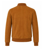 Men’s Brown Suede Bomber Jacket in XS - Jacket Aura
