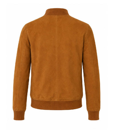 Men’s Brown Suede Bomber Jacket in XS - Jacket Aura