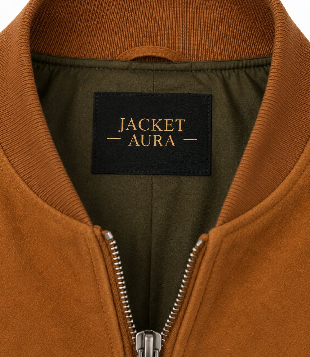 Men’s Brown Suede Bomber Jacket in XS - Jacket Aura