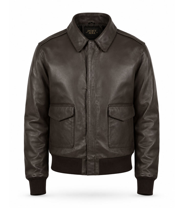Men’s Dark Brown A - 2 Leather Flight Jacket in XS - Jacket Aura