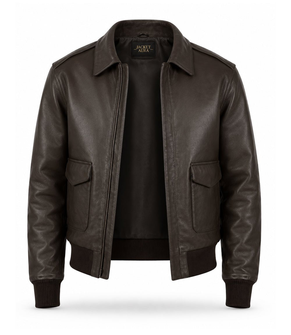 Men’s Dark Brown A - 2 Leather Flight Jacket in XS - Jacket Aura