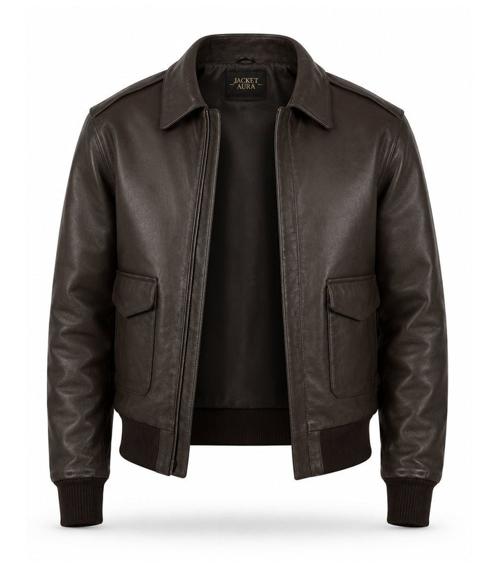 Men’s Dark Brown A - 2 Leather Flight Jacket in XS - Jacket Aura