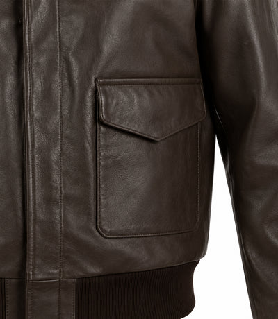 Men’s Dark Brown A - 2 Leather Flight Jacket in XS - Jacket Aura