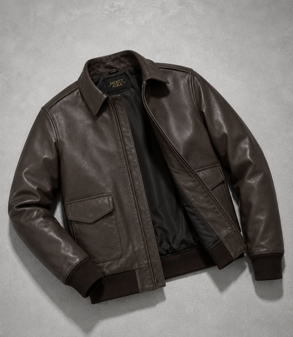 Men’s Dark Brown A - 2 Leather Flight Jacket in XS - Jacket Aura