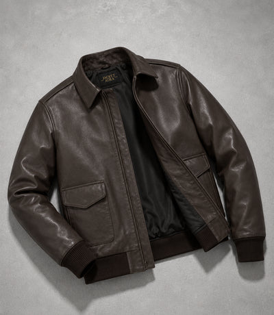 Men’s Dark Brown A - 2 Leather Flight Jacket in XS - Jacket Aura