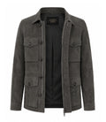 Men’s Dark Grey Suede Field Jacket in XS - Jacket Aura