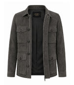 Men’s Dark Grey Suede Field Jacket in XS - Jacket Aura