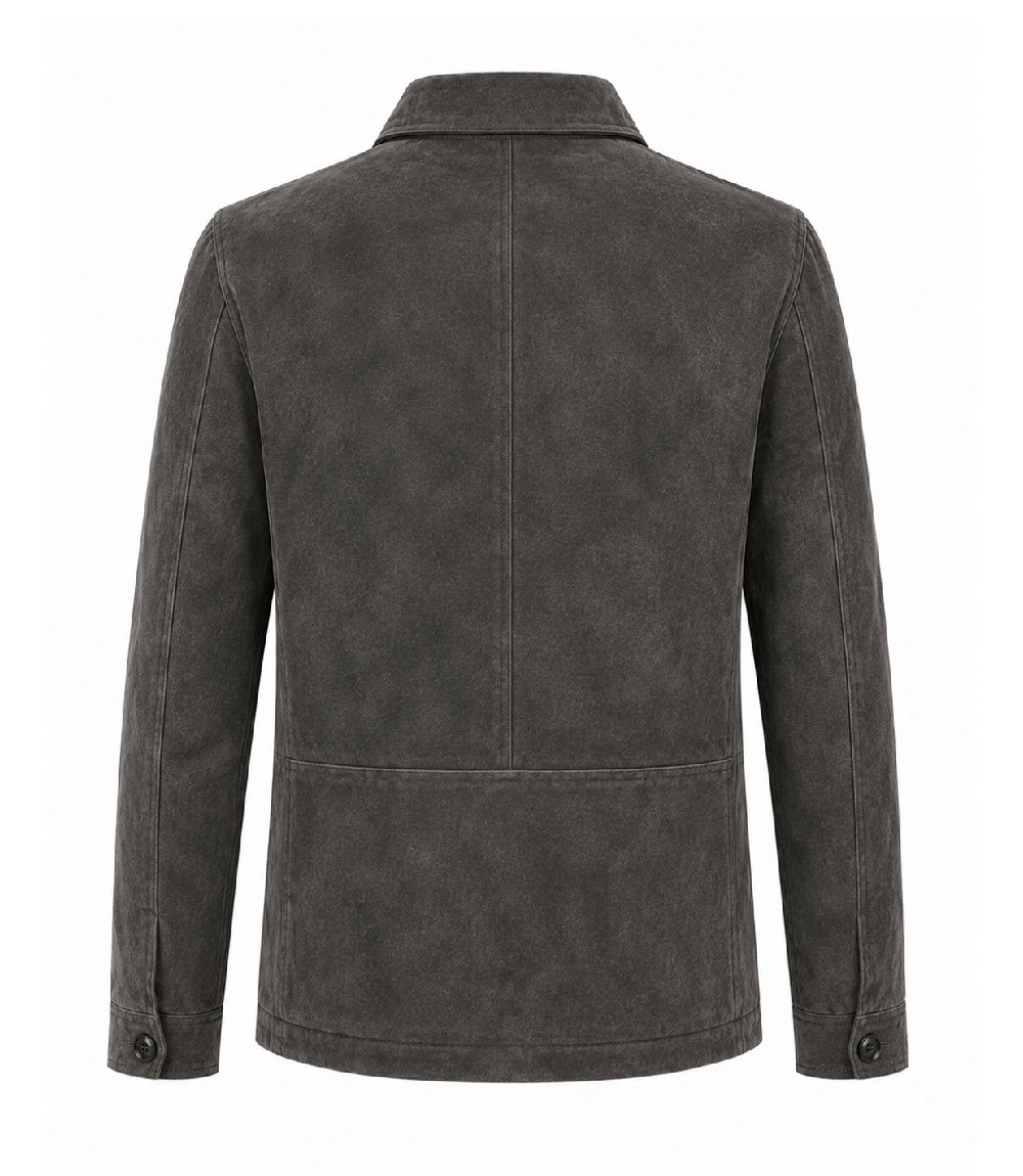 Men’s Dark Grey Suede Field Jacket in XS - Jacket Aura