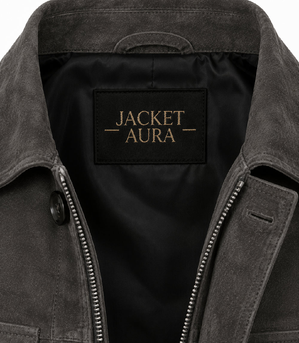 Men’s Dark Grey Suede Field Jacket in XS - Jacket Aura