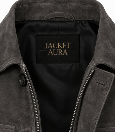 Men’s Dark Grey Suede Field Jacket in XS - Jacket Aura