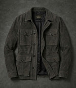 Men’s Dark Grey Suede Field Jacket in XS - Jacket Aura