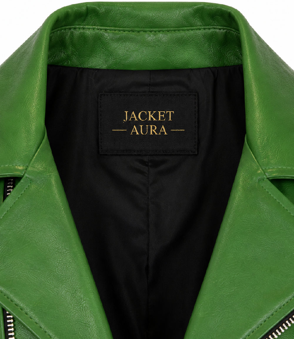 Men’s Green Leather Biker Jacket