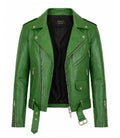 Men’s Green Leather Biker Jacket