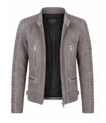 Men’s Grey Suede Biker Jacket in XS - Jacket Aura