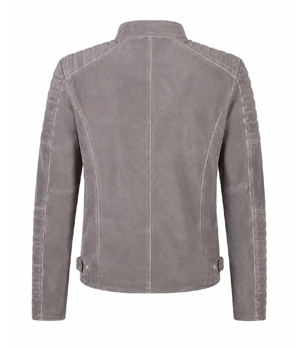 Men’s Grey Suede Biker Jacket in XS - Jacket Aura